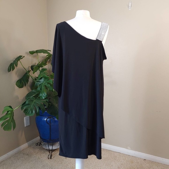 R&M Richards  Plus Size Rhinestone-Trim One-Shoulder Dress  Size 20W - Picture 5 of 6